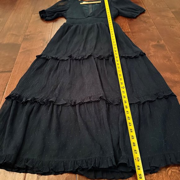 Lulus Forest Dark Green Ruffle Tiered Maxi V Neck Dress Size XSmall Events - Picture 9 of 10